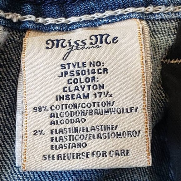 Miss Me Womens Cropped Jeans Blue Thick Stitch Medium Wash Low Rise Denim 29 - Picture 12 of 12